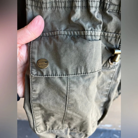 Levis Jacket Womens Medium Gray Field Utility Hooded Full Zip Safari Minimalist - Picture 9 of 10